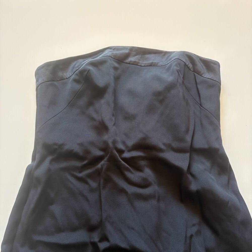 Escada Silk Strapless Black Back Bow Pleated Laser Cut out Prom Dance Wedding - Picture 2 of 11